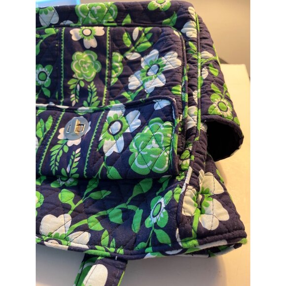 New with Tags, SPC Green Navy White Flowered Large Tote Laptop Tablet - Picture 5 of 11